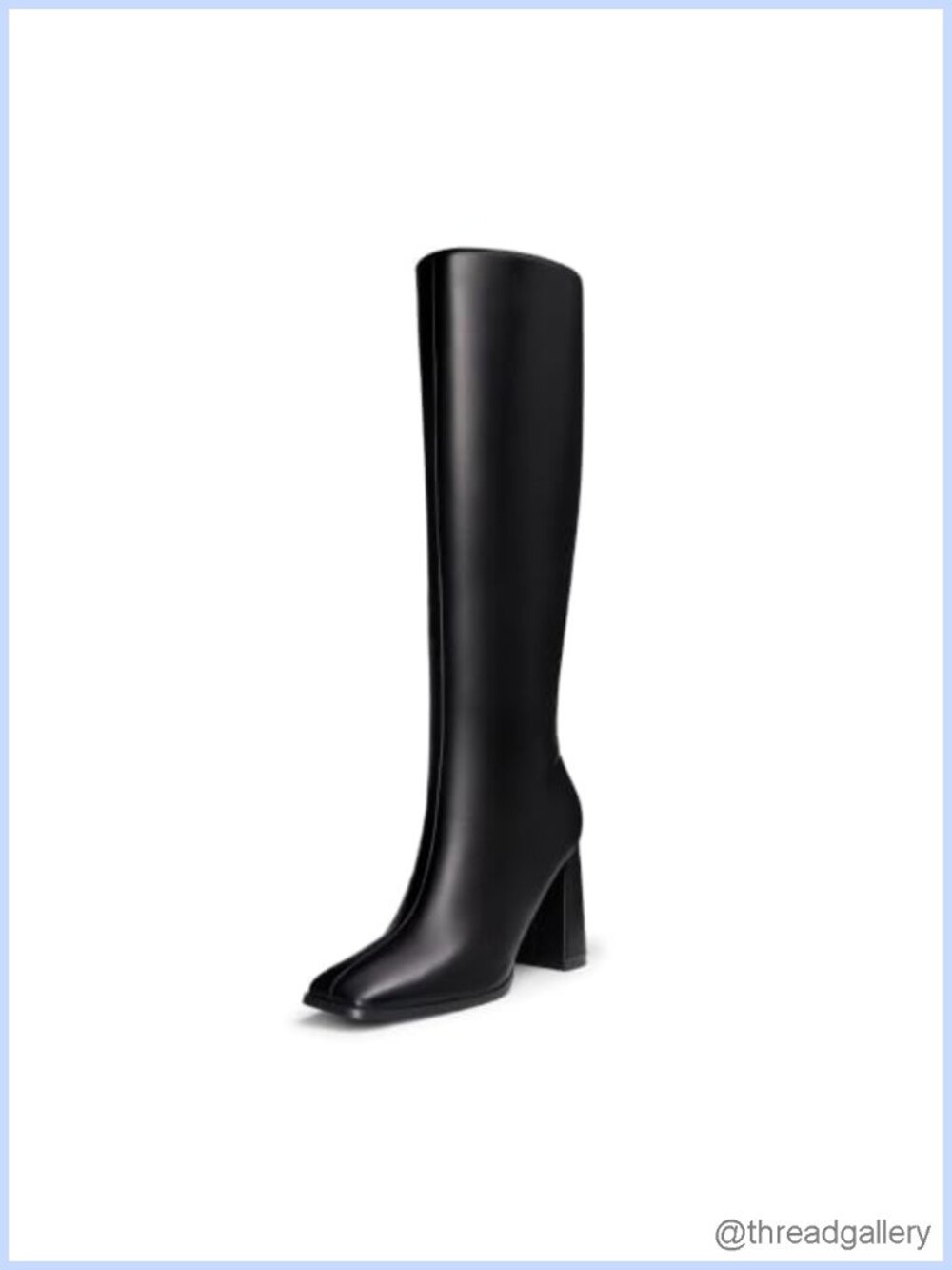 Women's Knee High Square Toe Chunky Heel Boots Faux Leather Side Zip Tall